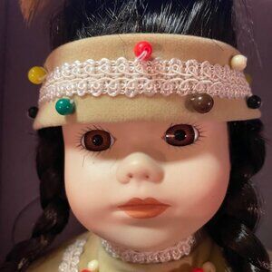 Vintage Porcelain 16" Kingsgate the Dollcrafter Doll Little Indian Original Box